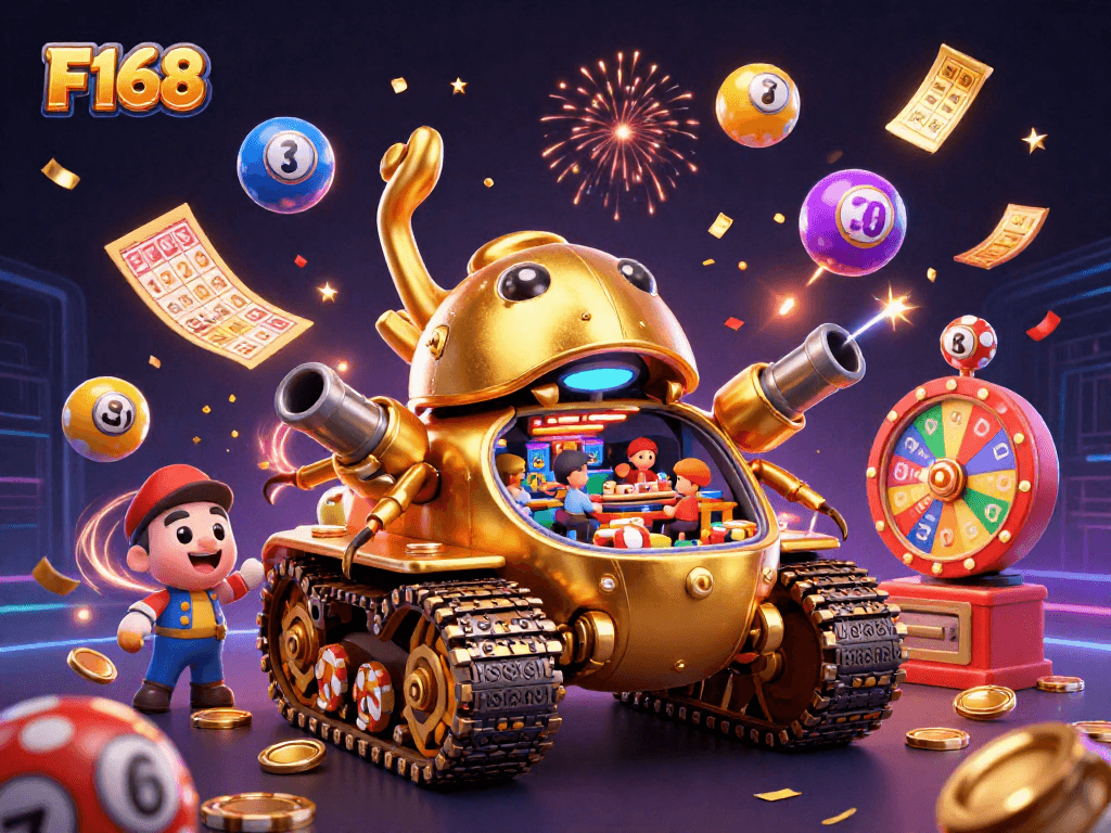 Experience vibrant excitement at F168 with a golden beetle tank casino packed with colorful elements.