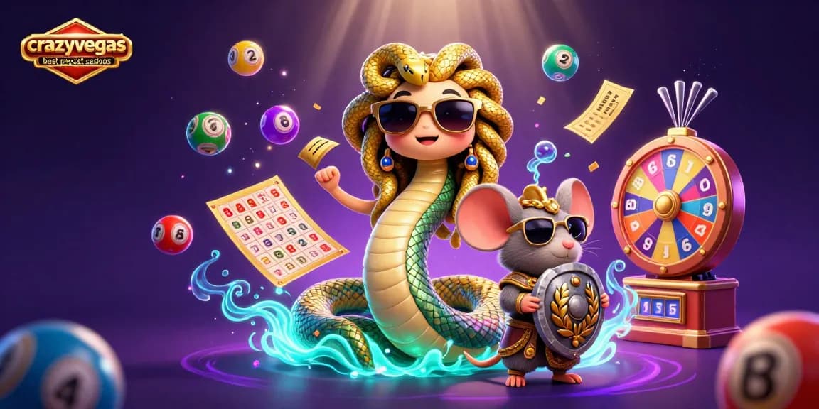 Experience the excitement at crazyvegas best payout casinos with vibrant gaming energy from Medusa and fun lottery elements.