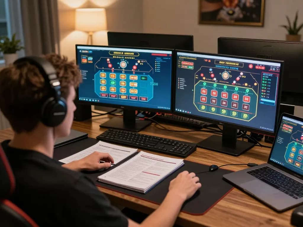 Engaged player analyzing bets at trang chủ 789bet with multiple screens showing live casino games