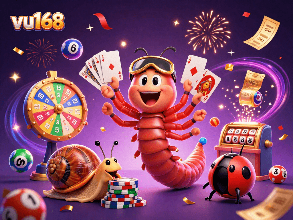 Engage with vu168's exciting gaming experience featuring lively cartoon characters and dynamic elements.