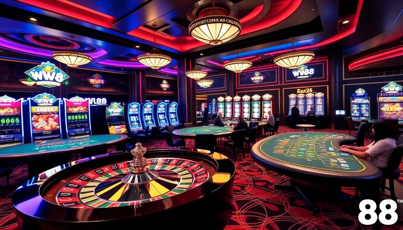 Experience the excitement of WW88 at a luxurious casino with roulette and poker.