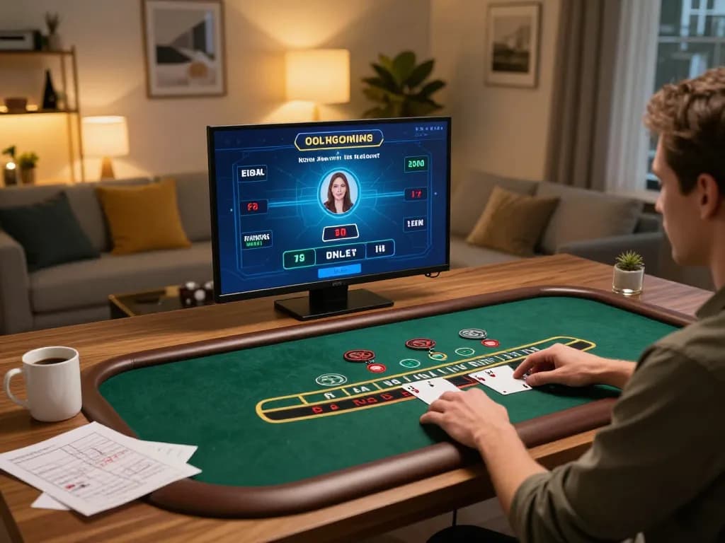 Engaging in tr88 live dealer blackjack with immersive online gaming experience at home.