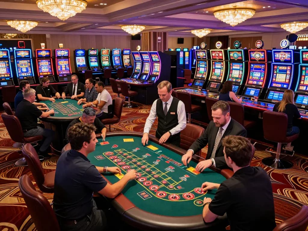 CM88 players strategizing at blackjack tables with vibrant ambiance and exciting atmosphere.
