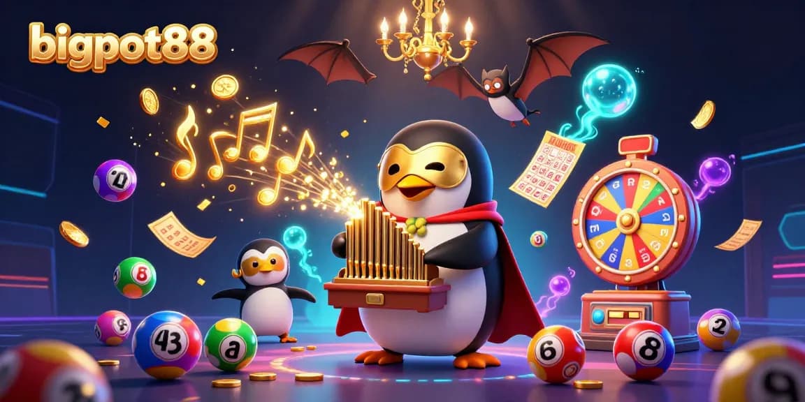 Engage with bigpot88 as the phantom opera penguin reveals treasures in a vivid casino world.