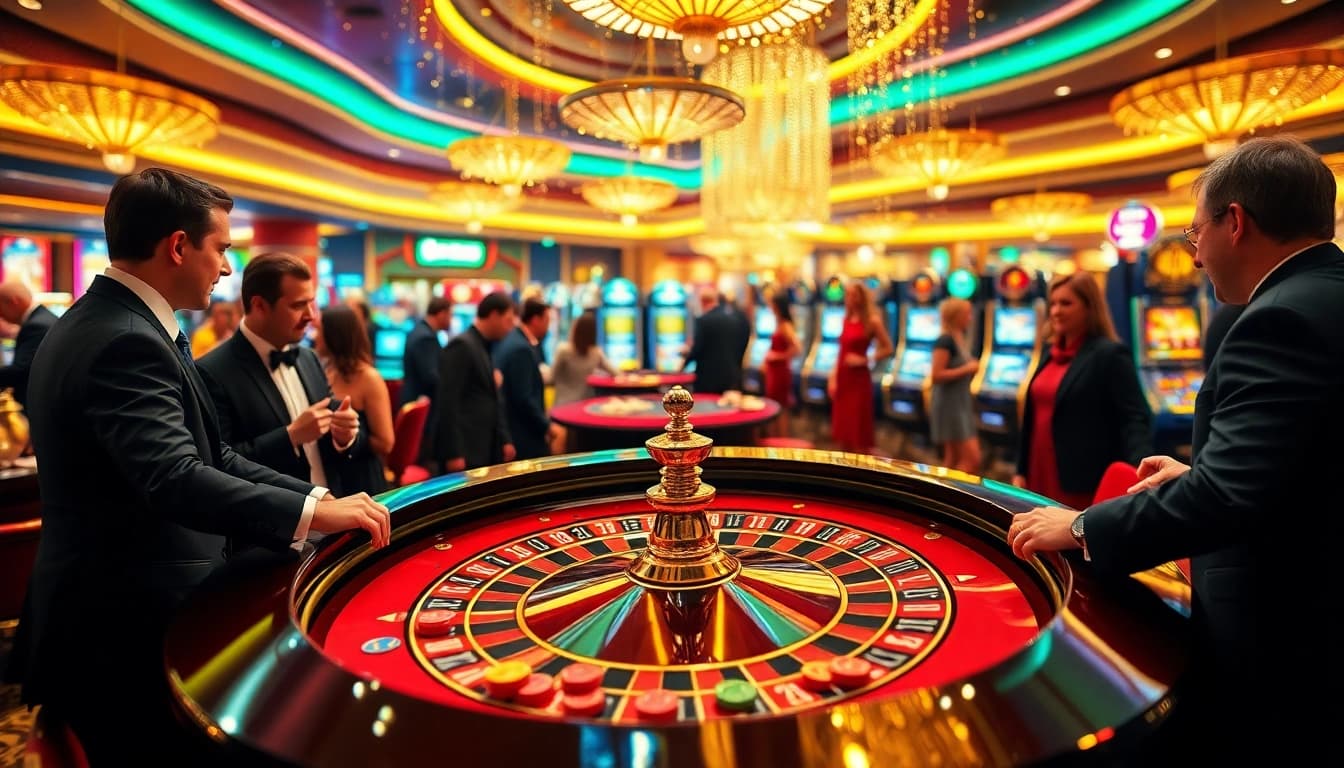 Para pemain menikmati situs toto di meja roulette yang berkilau pada kasino.