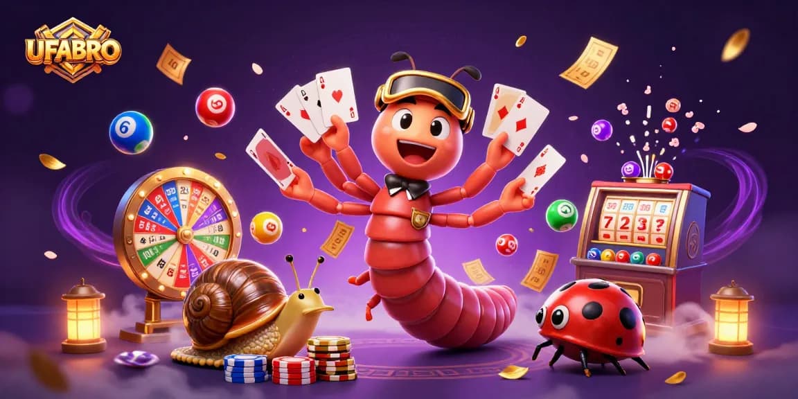 UFABRO engaging players at a lively casino scene with colorful elements for thrilling gameplay.