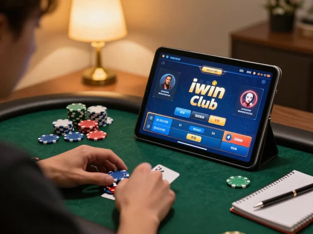 Engaging in an iwin club online poker game, showcasing strategy and exciting gameplay.