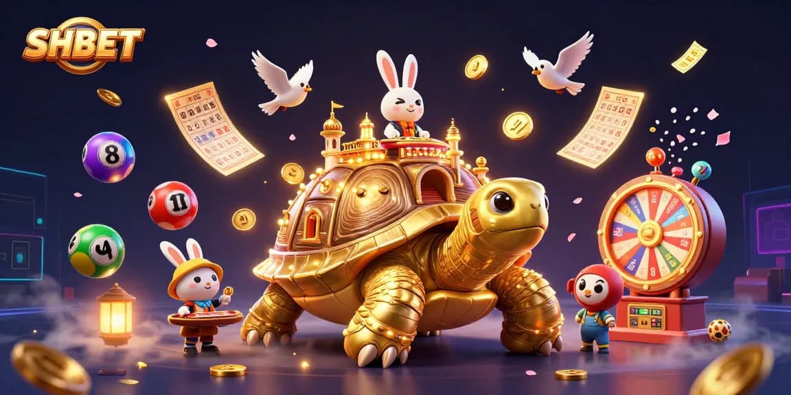 Engage with SHBET and explore vibrant games featuring a golden tortoise casino and rabbit dealer.