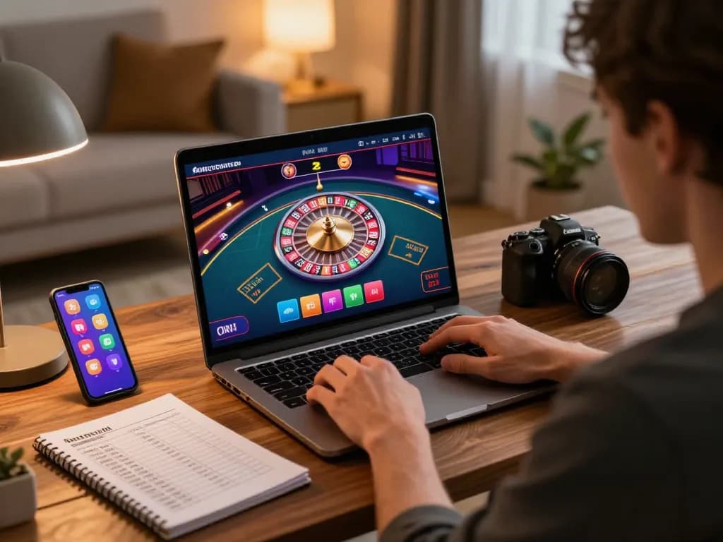 Engaged player strategizing on 789F while spinning the roulette wheel in a cozy setup.