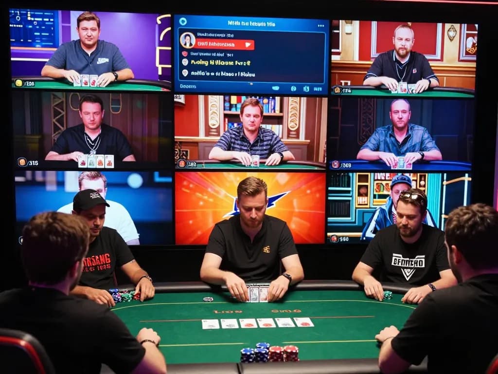 Jagoan86 online players engaged in a competitive poker tournament with avatars and chips.