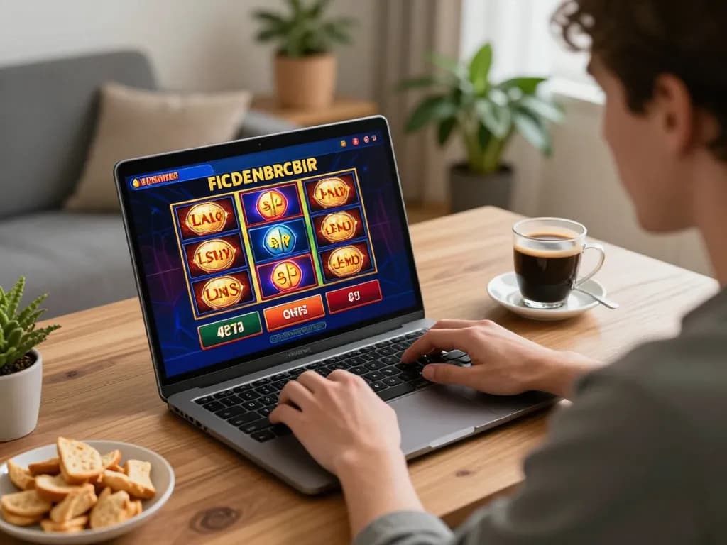 Sparking excitement with situs slot gacor while playing online slots on a cozy home setup.