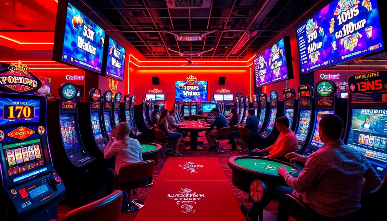 Players enjoying the SV66 online casino games, featuring vibrant graphics and engaging atmosphere.