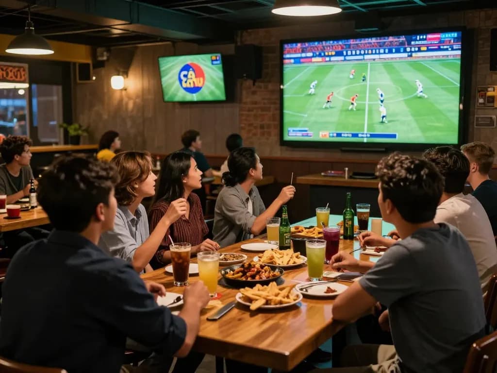 Cà Khịa TV offers a thrilling live football watching experience with friends in an exciting sports bar.