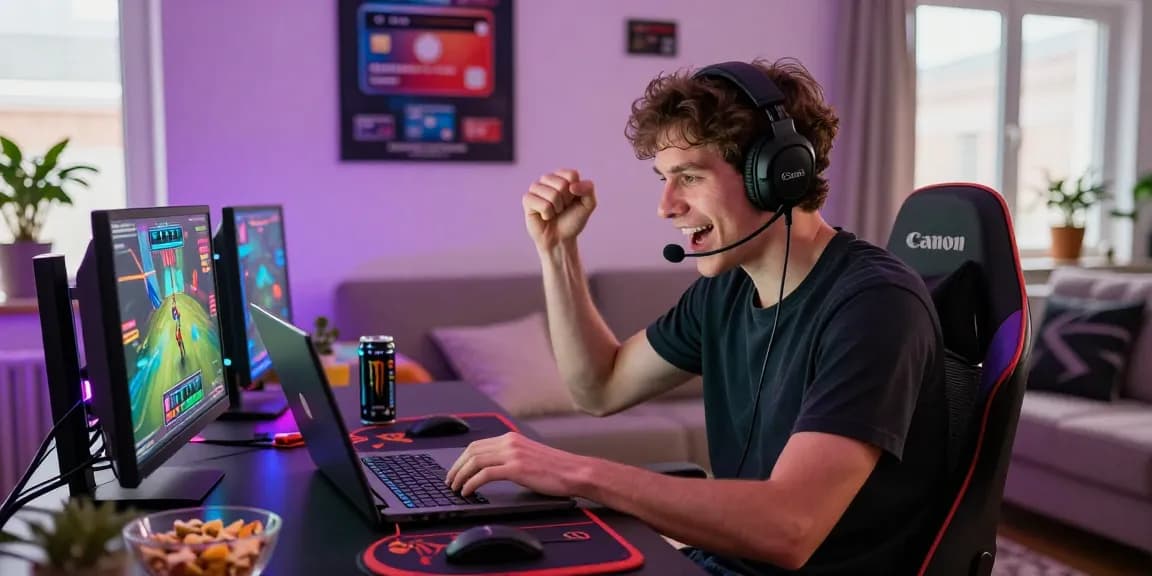 Exciting gaming atmosphere featuring a player using being-there.org.uk for credit card casino experience