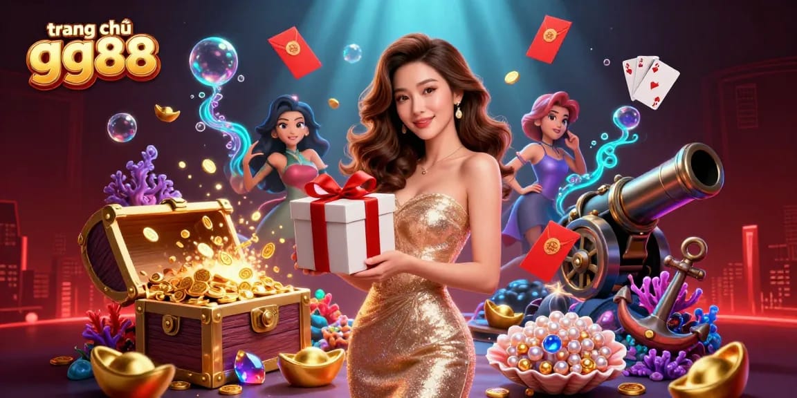 Experience the thrill of winnings at trang chủ gg88 with a glamorous casino setting featuring lucky elements.