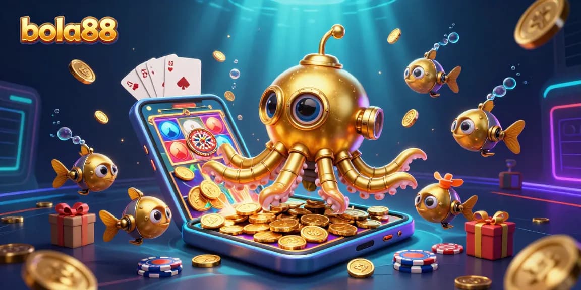 Bola88 players winning big with colorful slot games in an engaging underwater scene