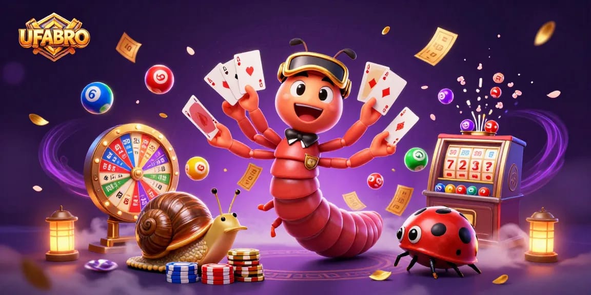 UFABRO engaging players at a lively casino scene with colorful elements for thrilling gameplay.