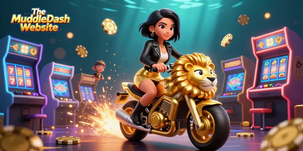 Experience the thrill of gaming with The MuddleDash Website featuring vibrant casino elements and 3D characters.