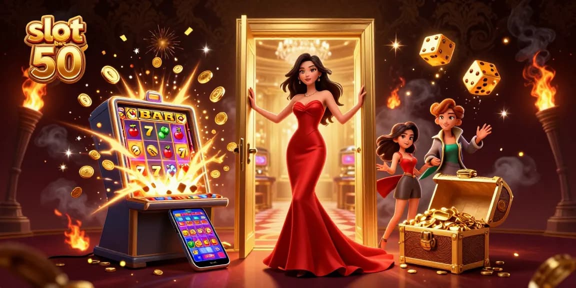Experience the excitement of slot bet 50 with a captivating jackpot in a luxurious casino setting.