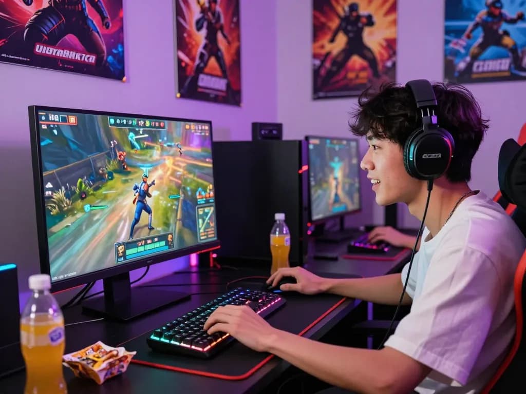 Engaged player enjoying the excitement of the ombak77 gaming experience in a modern setup