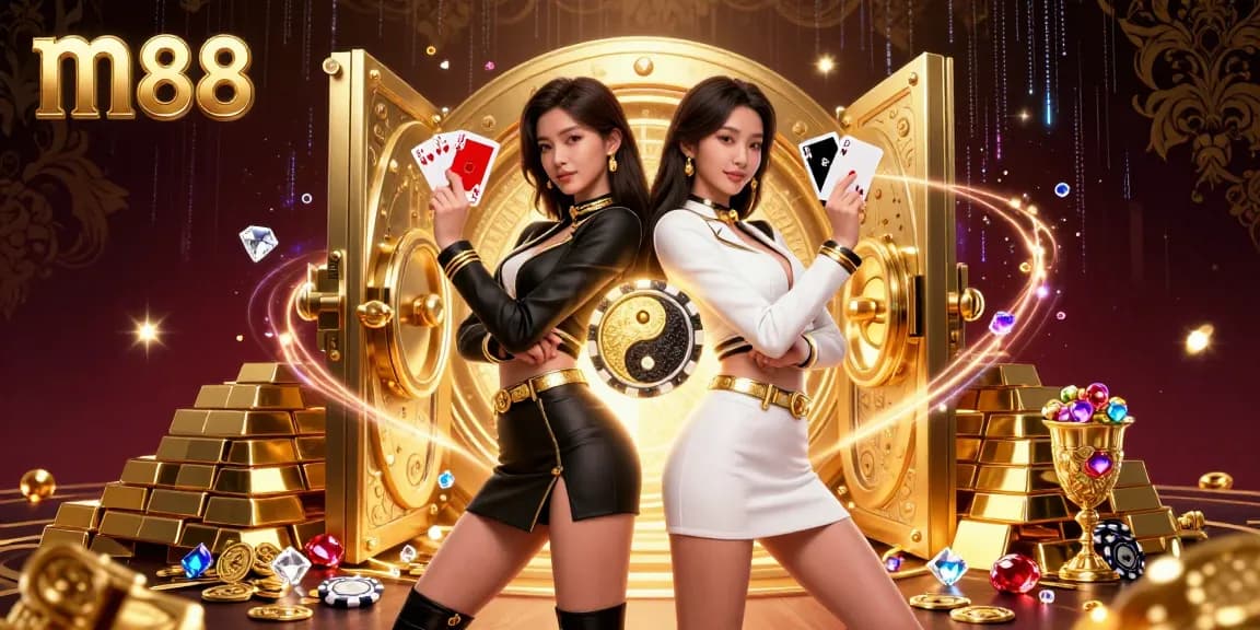 Mainkan permainan kasino m88 yang menarik dengan dua wanita Asia yang memamerkan kartu, harta, dan kemewahan yang berwarna-warni!