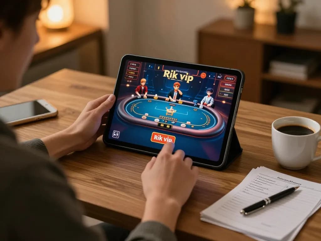 Engaging online gaming session on rik vip with live dealer in action in a cozy home setup