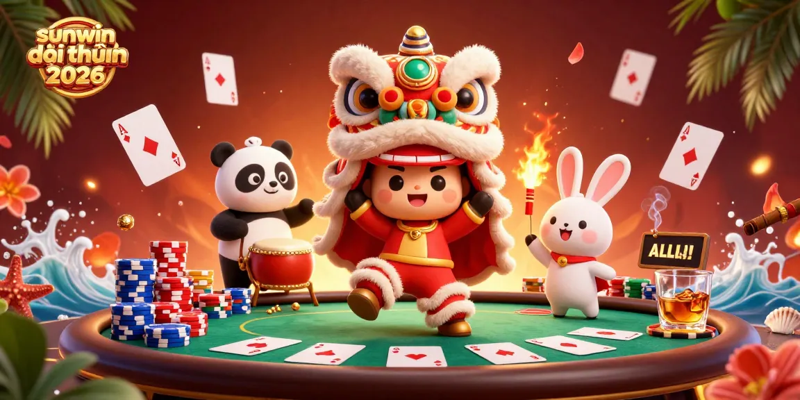 Win big with sunwin đổi thưởng 2026 in a vibrant 3D casino illustration featuring lively characters and exciting game elements.