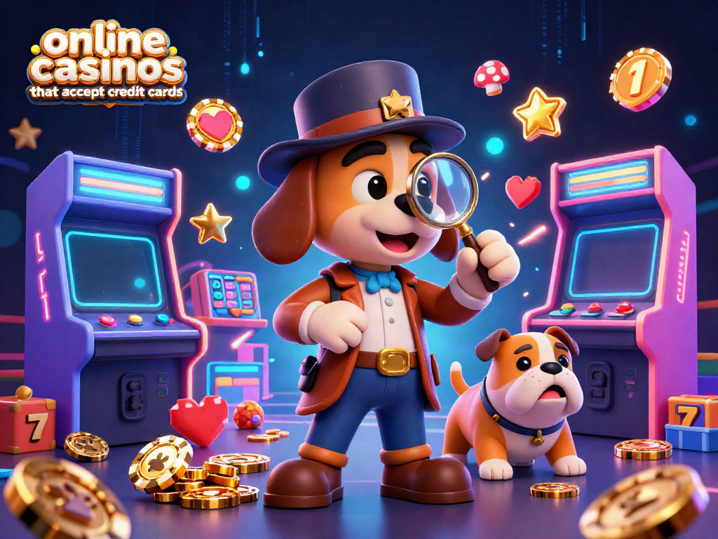 Enjoy the excitement of online casinos that accept credit cards with vibrant characters and casino elements.