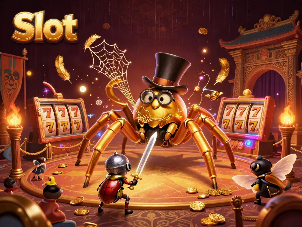 Slot bermain dengan tarantula emas dan penjaga serangga di kasino.