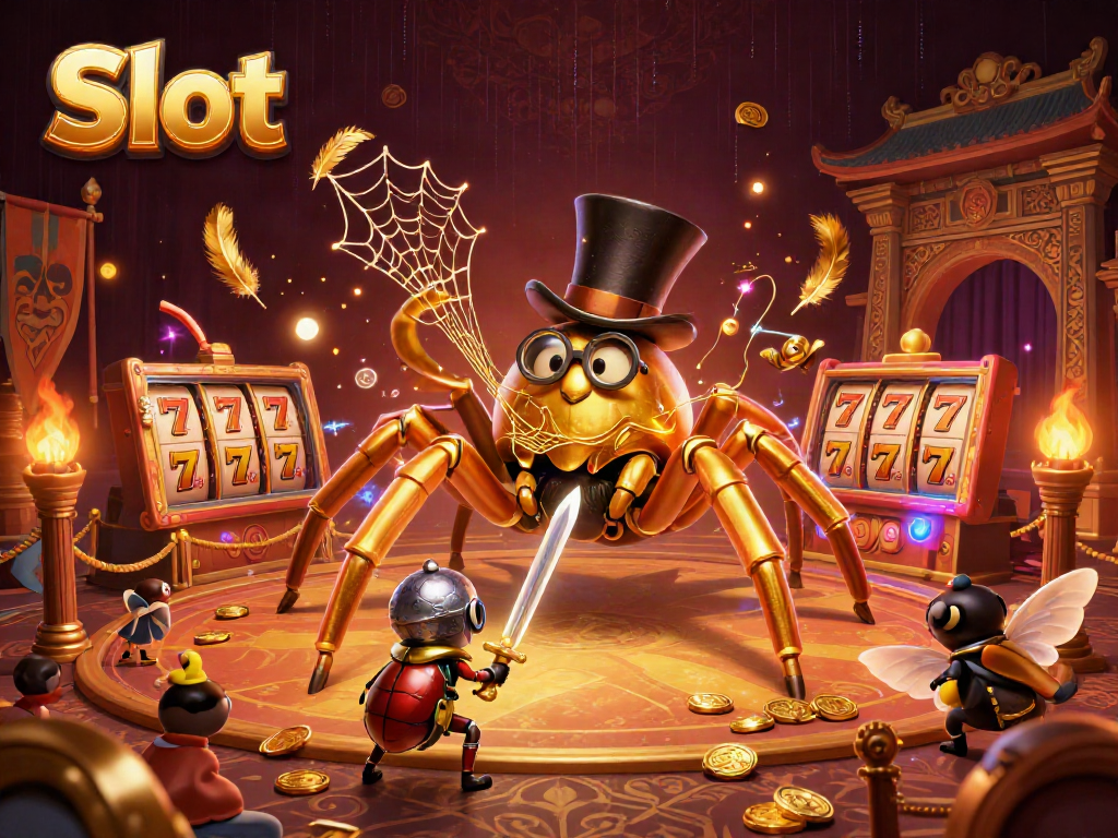 Slot bermain dengan tarantula emas dan penjaga serangga di kasino.