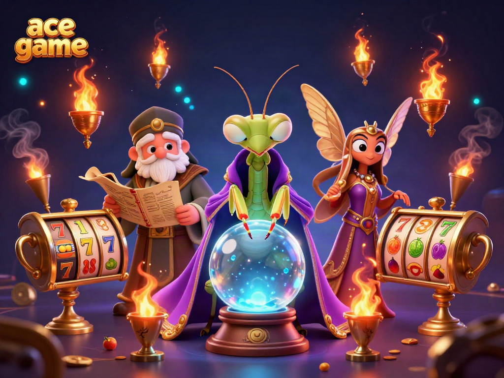 Experience the thrill of the ace game with vibrant slot reels and colorful casino elements in this captivating scene.