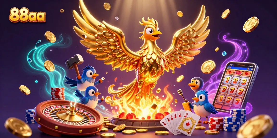 88aa reveals a spectacular scene of wins with a golden phoenix and dynamic casino action.
