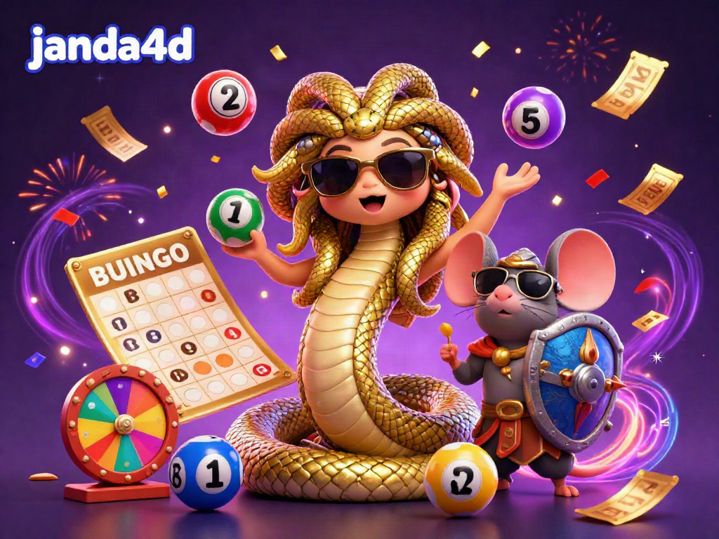 Menangkan permainan seru di janda4d dengan Medusa bersahabat dan bola lotere berwarna-warni.