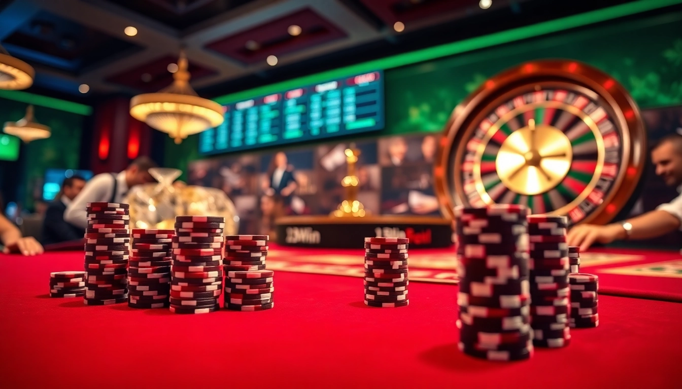 Action-packed casino gameplay at 13Win with poker chips and roulette.