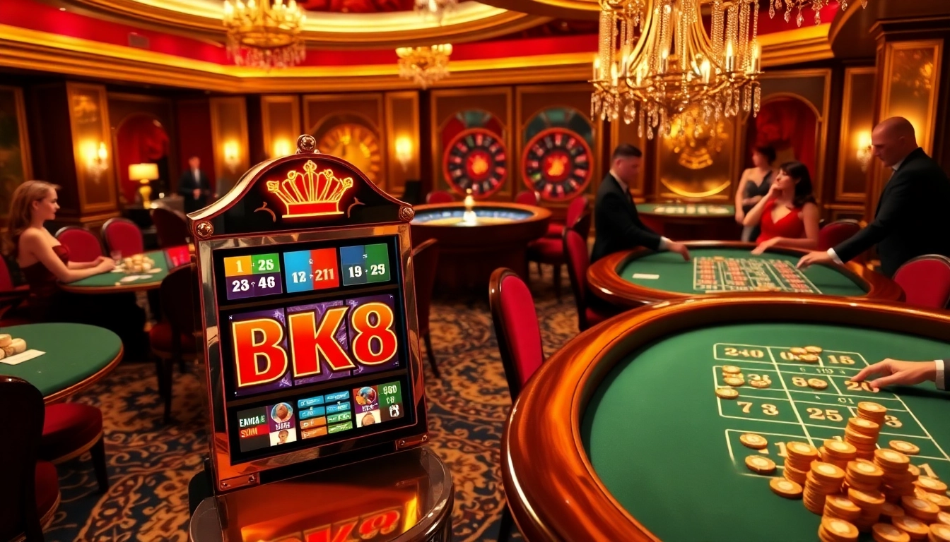 Engaging players at the BK8 slot machine in a vibrant casino setting.