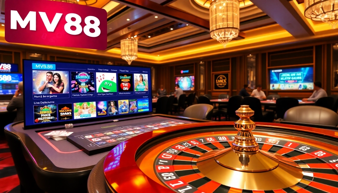 Experience thrilling online gambling at MV88 with vibrant casino action, roulette, and poker.