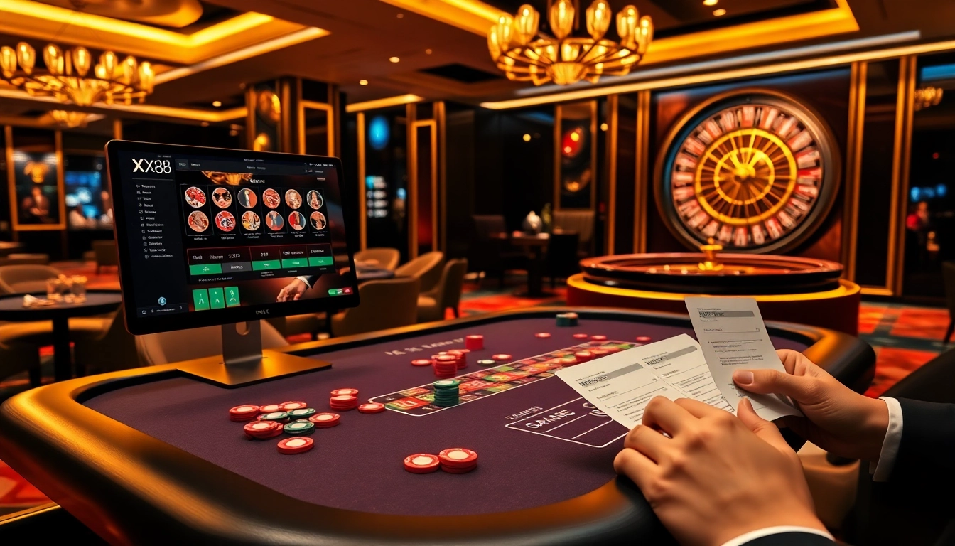 Experience the excitement of gaming at trang chủ xx88 with professional players at a poker table.
