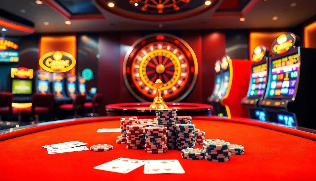 Exciting SC88 LINK online gambling scene with vibrant casino tables and slot machines.