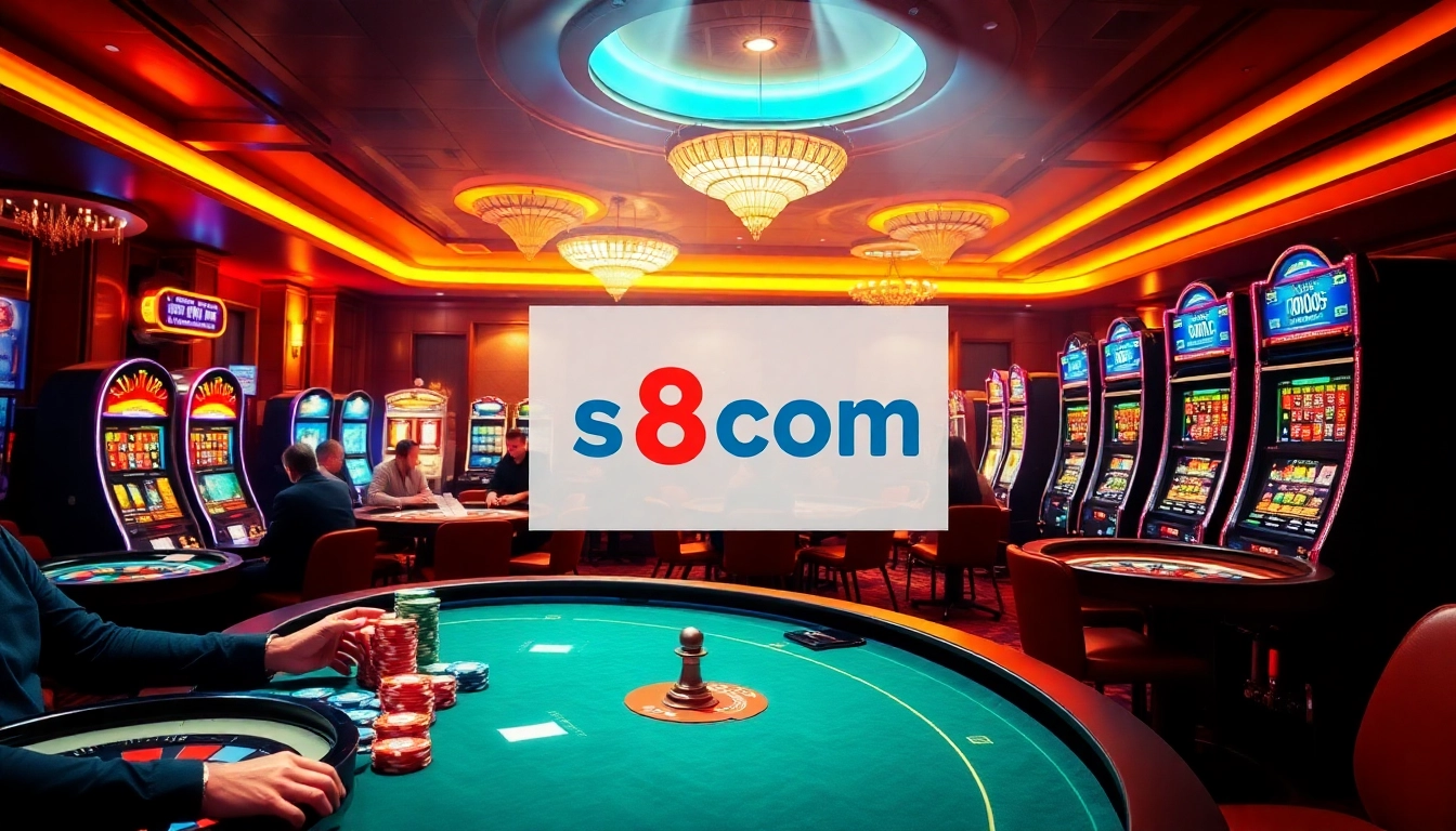 Engaging players at a casino with s8com digital interface and vibrant gaming atmosphere.