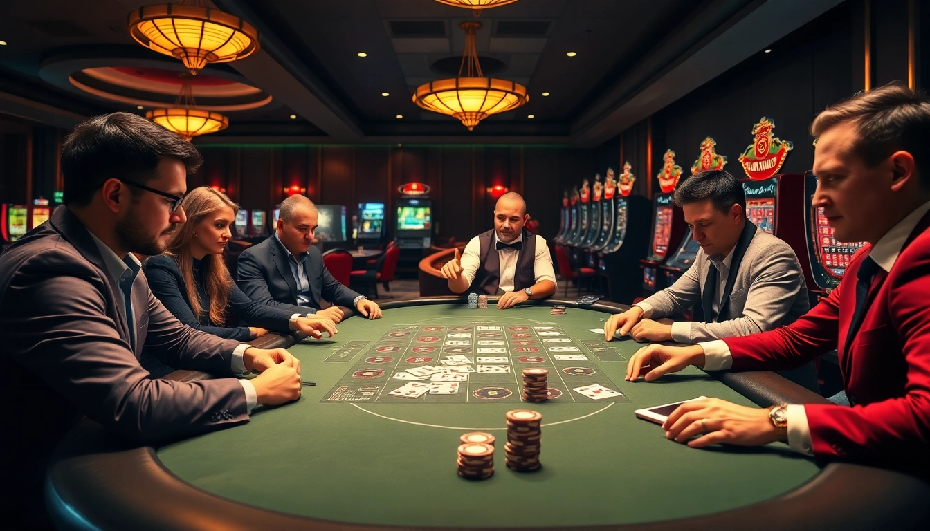Professional poker players strategize at a high-stakes game with https://onew88.com/ visible in the background.