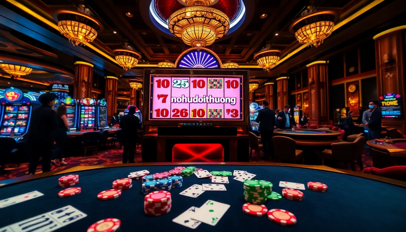 Nohudoithuong slot machine action in a luxurious casino setting.
